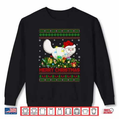 Sweatshirt Persian Cat Xmas Lights Santa Ugly Persian Cat Christmas Shirt