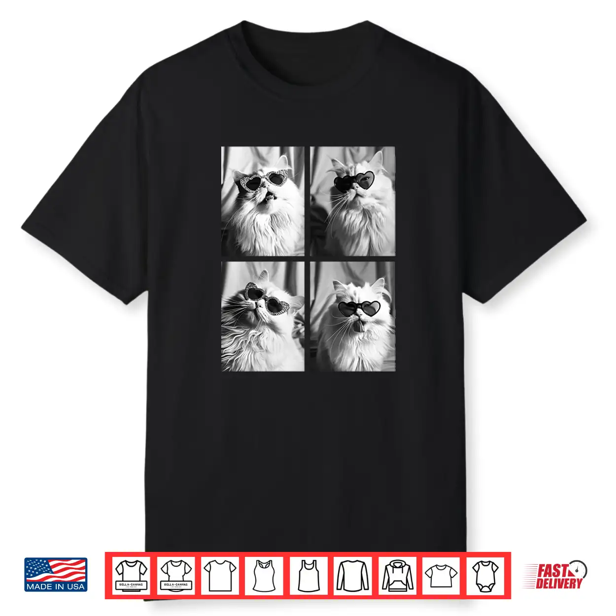 Persian Cat With Hearts Sunglasses Cute Valentine’S Day Shirt