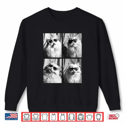 Sweatshirt Persian Cat with Hearts Sunglasses Cute Valentines Day Shirt