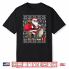 Ugly Xmas Sweater Style Santa Riding Persian Cat Christmas Shirt