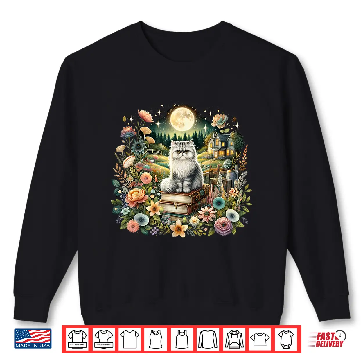 Cute Mushroom Cottagecore Aesthetic Persian Cat Shirt