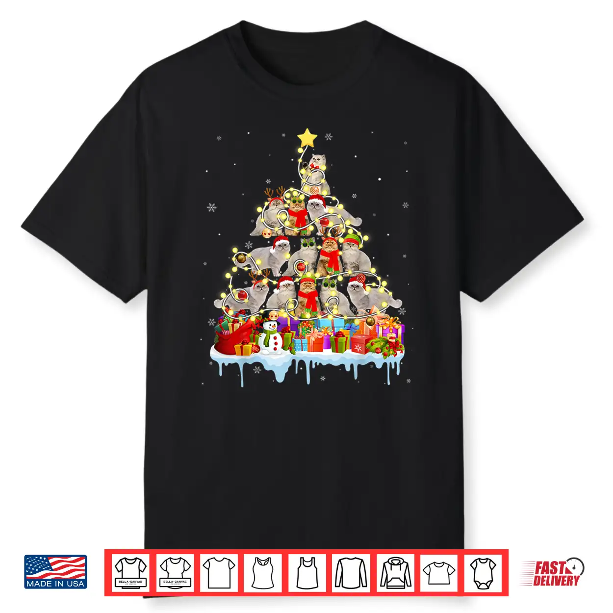 Funny Persian Christmas Tree Pet Cat Lover Gift Shirt