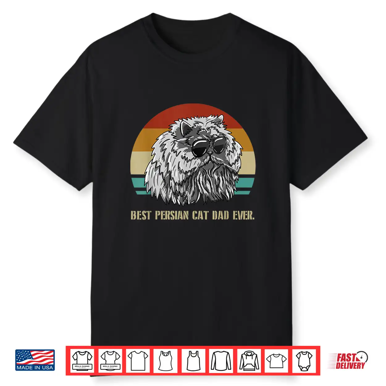 Mens Best Persian Cat Dad Ever Paws Vintage Feline Cat Lover Gift Shirt