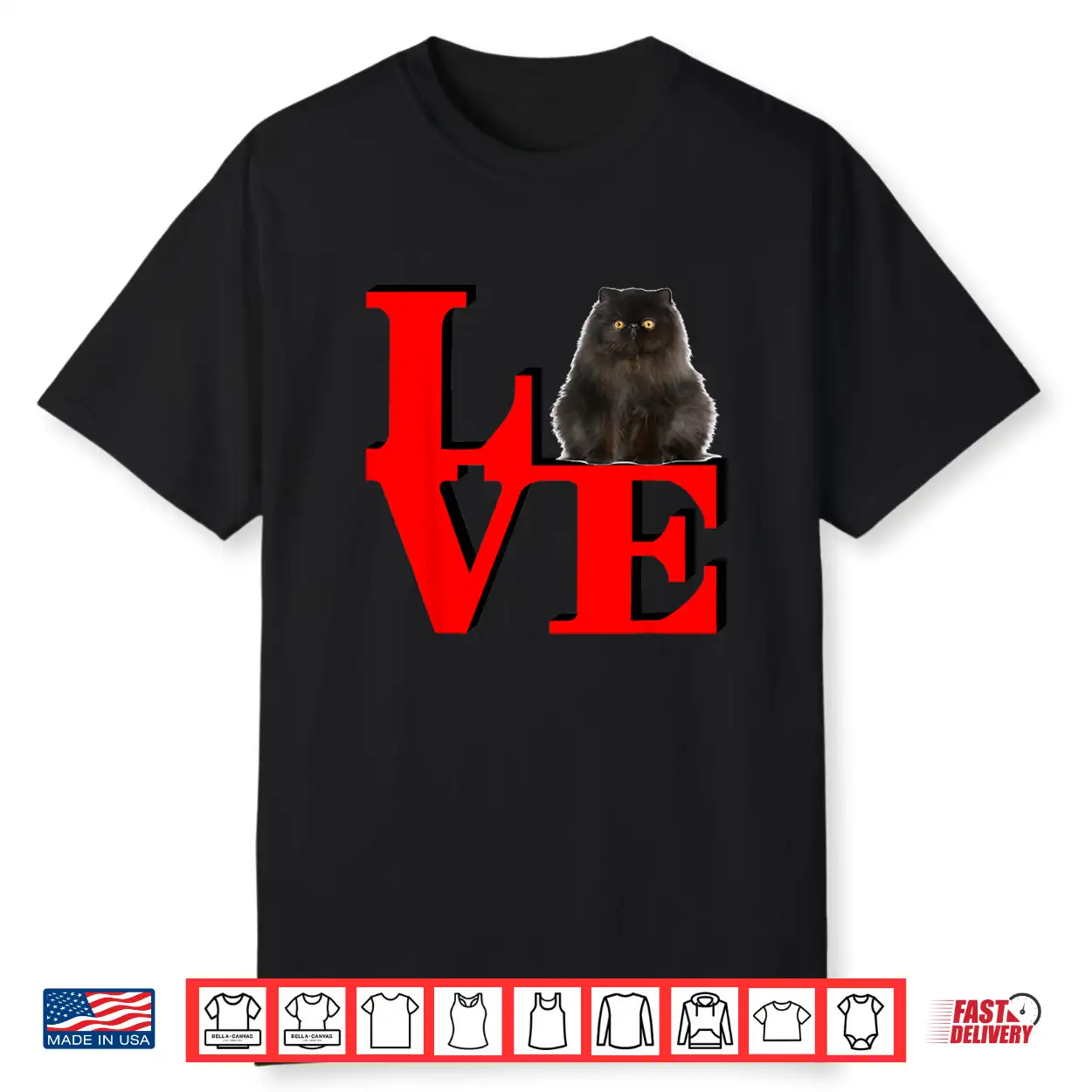 Persian Black Cat Love Park I Love My Cat Shirt