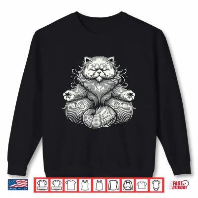 Sweatshirt Persian Cat Meditation Zen Pose Yoga Feline Shirt