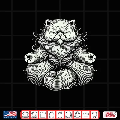 Design Persian Cat Meditation Zen Pose Yoga Feline Shirt