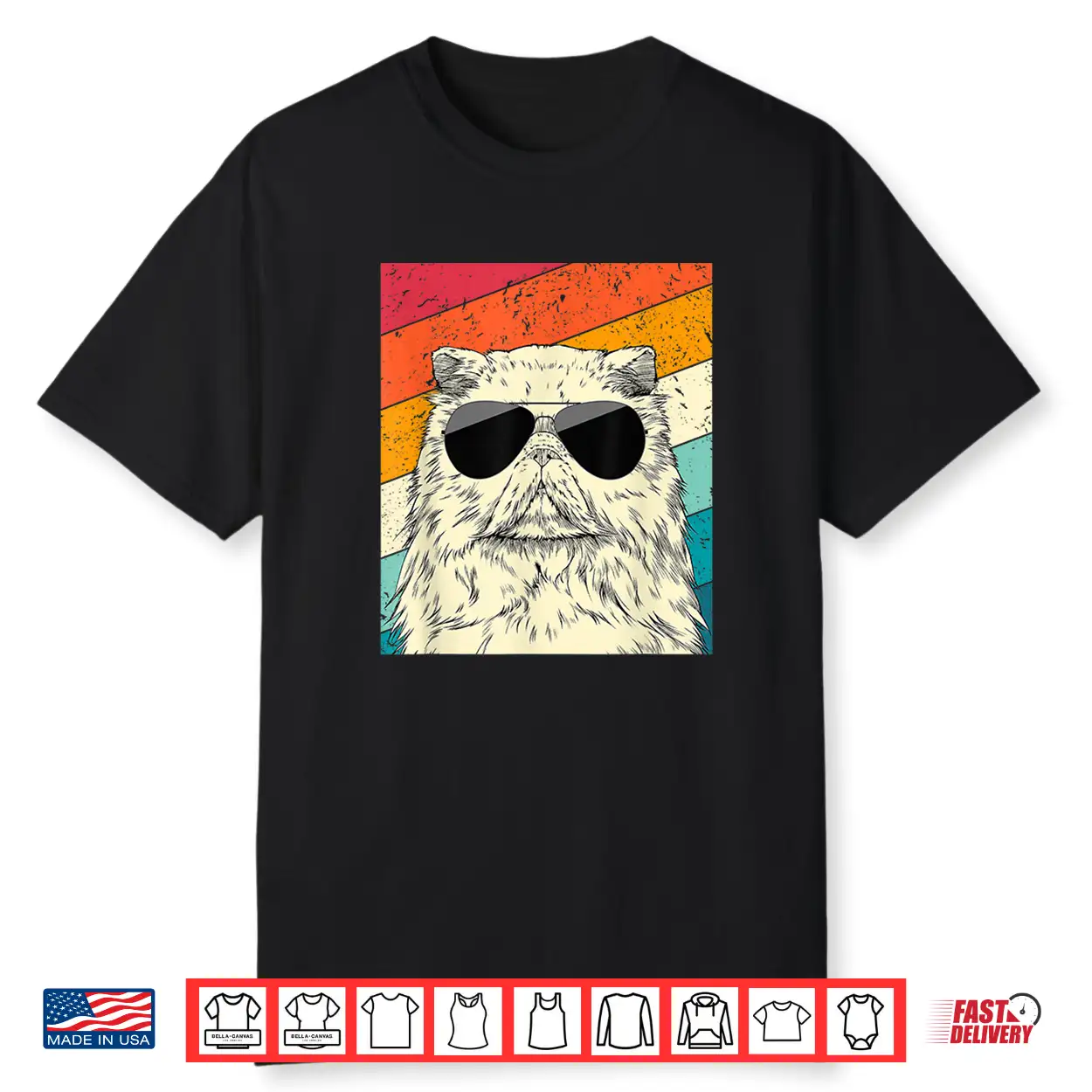 Retro Vintage Persian Cat With Sunglasses Cat Lovers Shirt