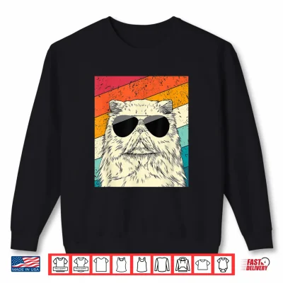 Sweatshirt Retro Vintage Persian Cat with Sunglasses Cat Lovers Shirt