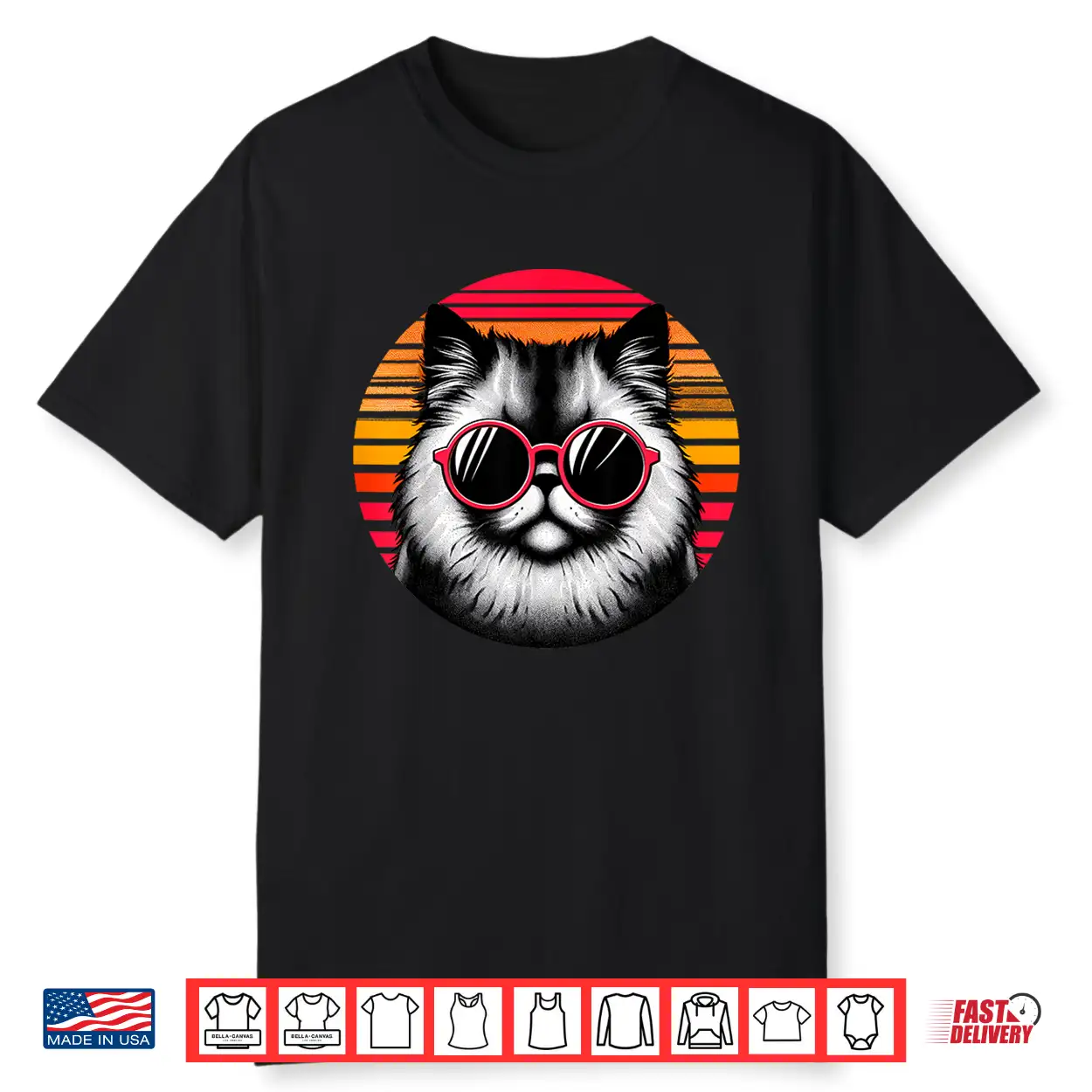 Chinchilla Persian Cat Retro Vintage Sunset Sunglasses 70S Shirt