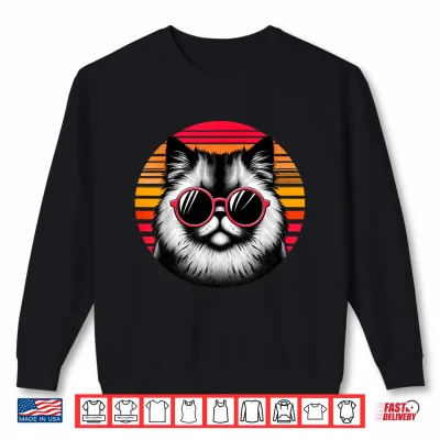 Sweatshirt Chinchilla Persian Cat Retro Vintage Sunset Sunglasses 70s Shirt