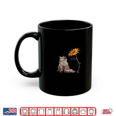 Mug Furry Persian Cat Looking at the Sunflower Shirt