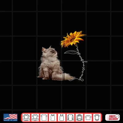 Design Furry Persian Cat Looking at the Sunflower Shirt