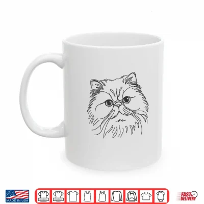 Mug Line Art Dad Mom Cat Persian Cat Shirt for Men Women