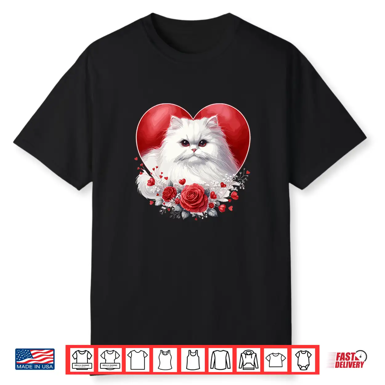My Cat Is My Valentine Cute White Persian Cat In A Heart Shirt