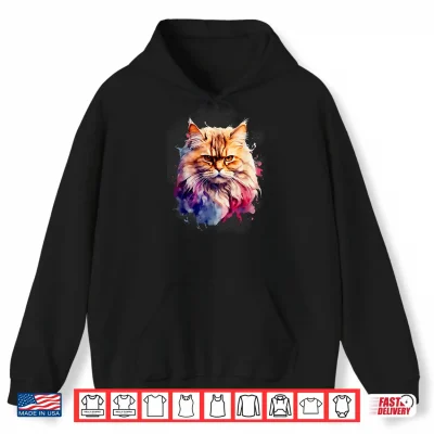 Hoodie Persian Cat Watercolor Family Tee All Ages Cat Lovers Shirt