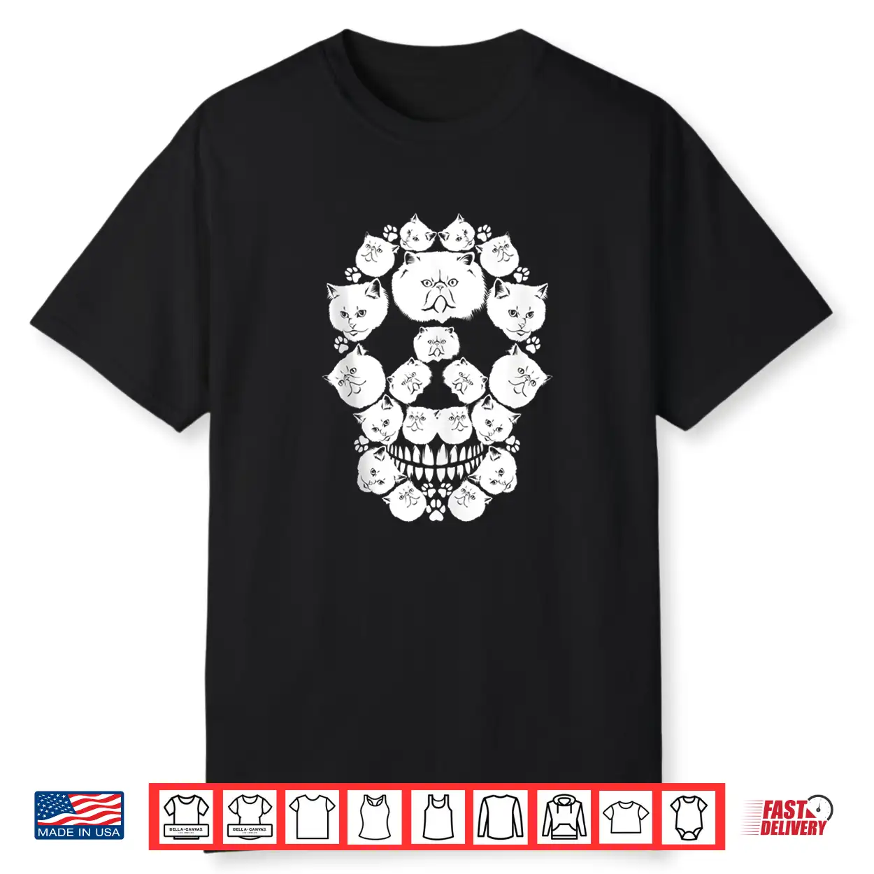 Skull Persian Cat Skeleton Halloween Costume Scary Shirt
