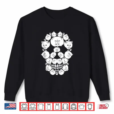 Sweatshirt Skull PERSIAN CAT Skeleton Halloween Costume Scary Shirt