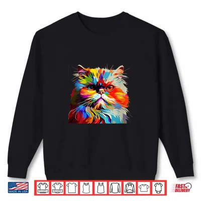 Sweatshirt Womens Persian Cat Lovers Colorful Pop Art Persian Cat Shirt