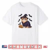 Womens Pumpkin Bat Witch Costume Persian Cat Halloween Shirt