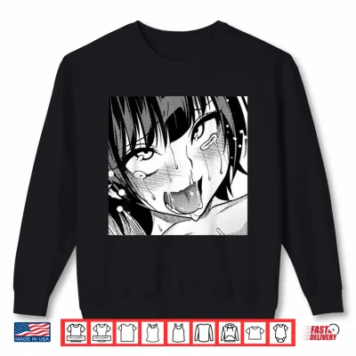 Sweatshirt Ahegao Anime Girl With Tongue and Hands Out Weeb Shirt