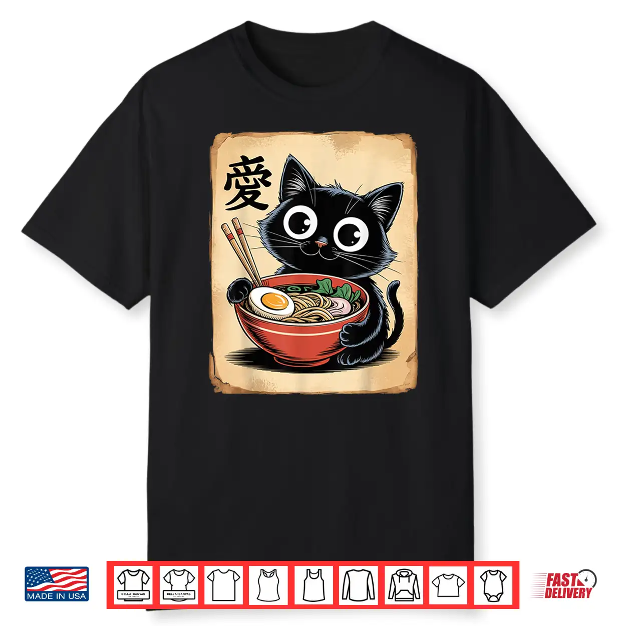 Funny Cat Ramen Japanese Kawaii Anime Cat Men Women Shirt