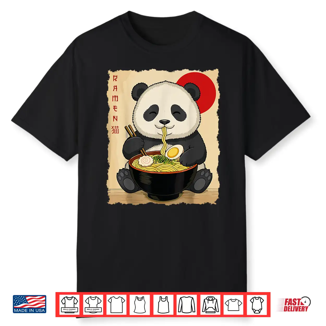 Funny Panda Ramen Kawaii Anime Japanese Graphic Women Men Shirt
