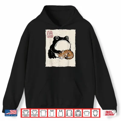 Hoodie Grumpy Frog Funny Cat Sleeping Cute Cat Mom Anime Japanese Shirt