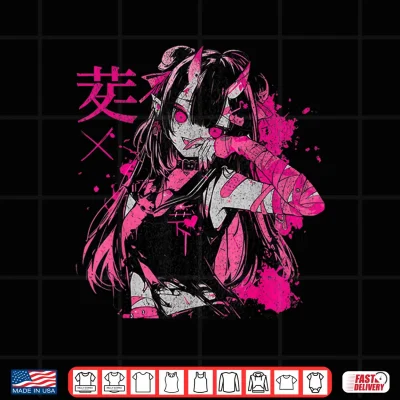 Design Goth Grunge Demon Anime Girl Waifu Horror Alt Aesthetic Shirt