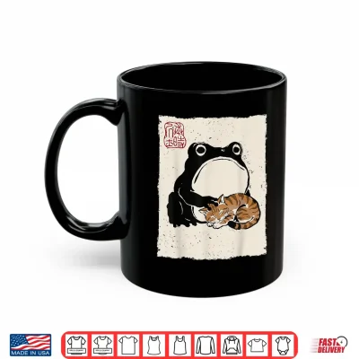Mug Grumpy Frog Funny Cat Sleeping Cute Cat Mom Anime Japanese Shirt