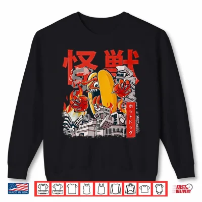 Sweatshirt Kaiju Hot Dog Japanese Anime Monster Hotdog Shirt