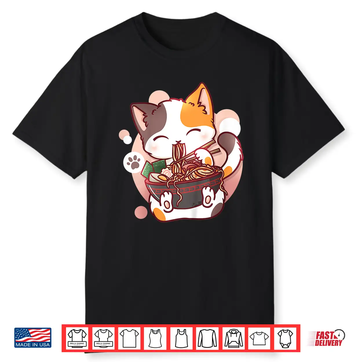 Kids Ramen Cat Anime Bowl Kawaii Neko Japanese Shirt