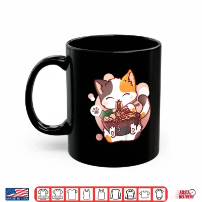 Mug Kids Ramen Cat Anime Bowl Kawaii Neko Japanese Shirt