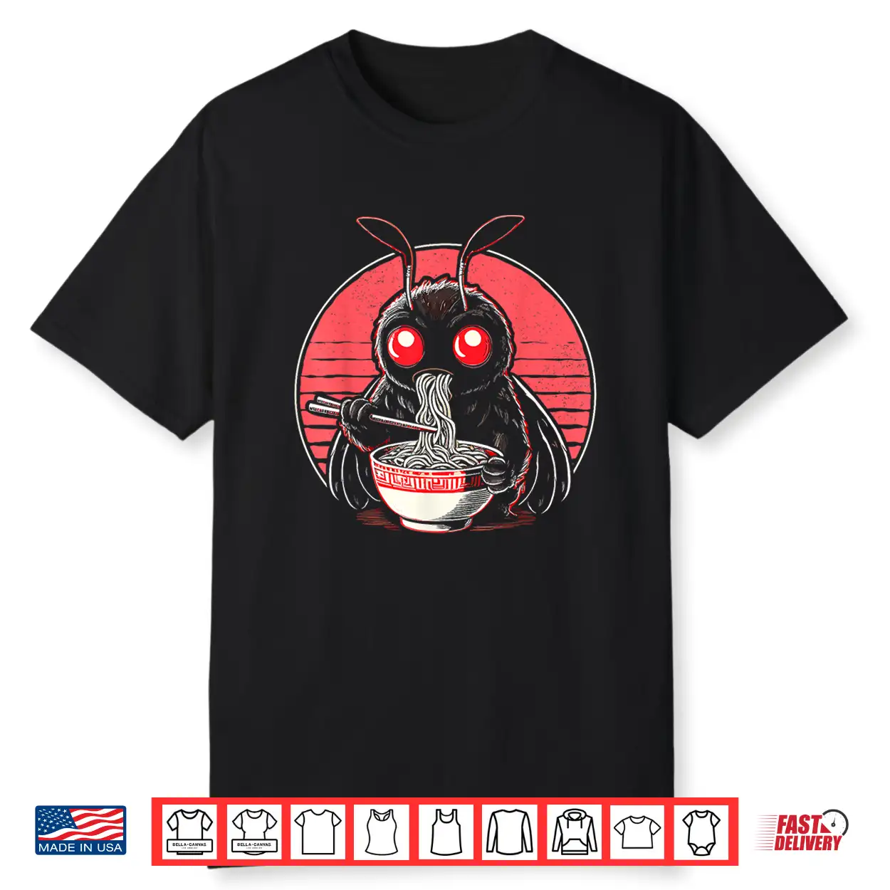 Retro Mothman Ramen Kawaii Japanese Noodles Shirt
