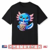 Axolotl Bubble Boba Tea Anime Cute Kawaii Blue Axolotl Shirt