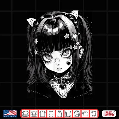 Design Anime Girl Soft Grunge Waifu Kawaii Gothic Girl Shirt