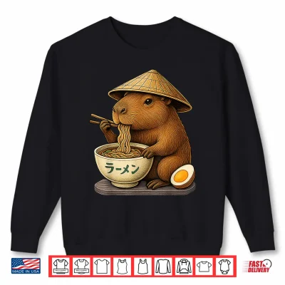 Sweatshirt Capybara Eating Japanese Ramen Kawaii Anime tee Funny Kids Shirt