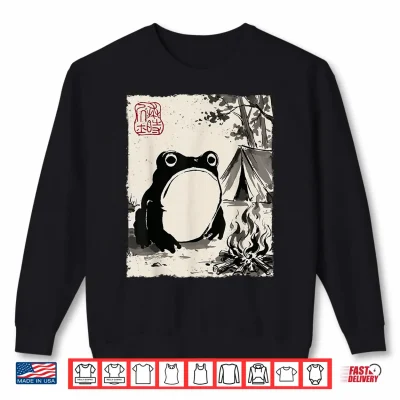 Sweatshirt Grumpy Frog Funny Camping Outdoor Anime Japanese Shirt