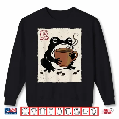 Sweatshirt Grumpy Frog Funny Coffee Espresso Anime Japanese Shirt