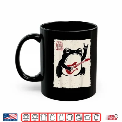 Mug Grumpy Frog Funny Guitar Rock Music Anime Japanese Shirt