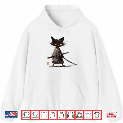 Japanese Art Cat Ninja Ukiyo E Anime Style Samurai Cat Shirt 1 Hoodie Japanese Art Cat Ninja Ukiyo e Anime Style Samurai Cat Shirt