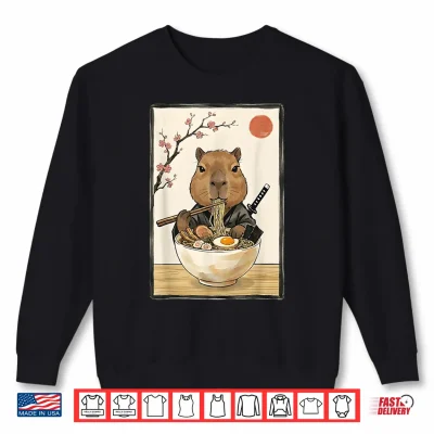 Sweatshirt Japanese Art Kawaii Ramen Anime Novelty Funny Capybara Shirt