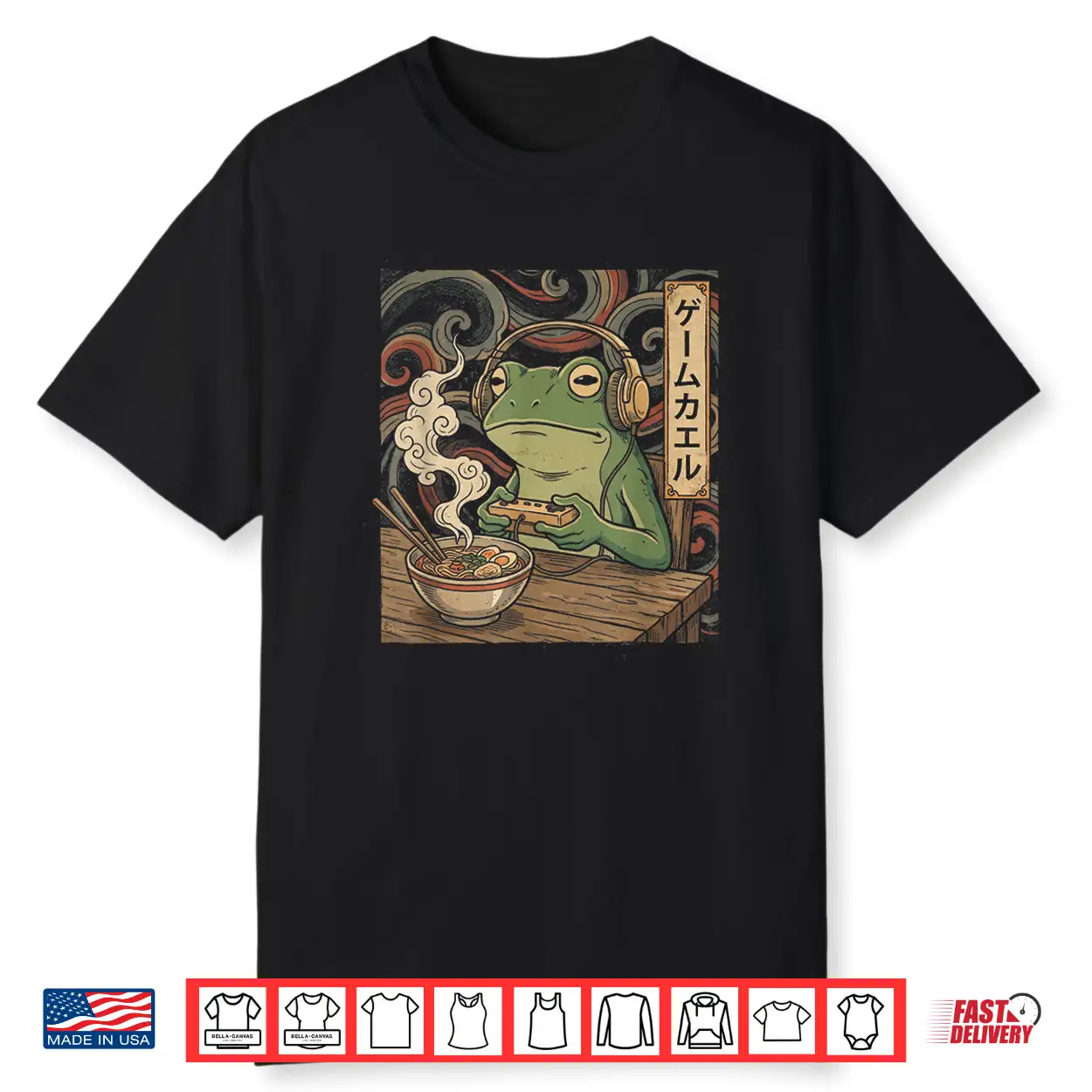 Japanese Gamer Frog Art Men Women Boys Ramen Gaming Shirt