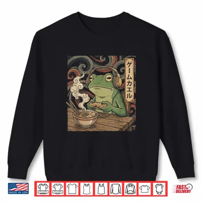 Sweatshirt Japanese Gamer Frog Art Men Women Boys Ramen Gaming Shirt