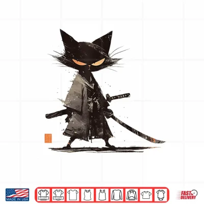 Japanese Art Cat Ninja Ukiyo E Anime Style Samurai Cat Shirt 3 Design Japanese Art Cat Ninja Ukiyo e Anime Style Samurai Cat Shirt