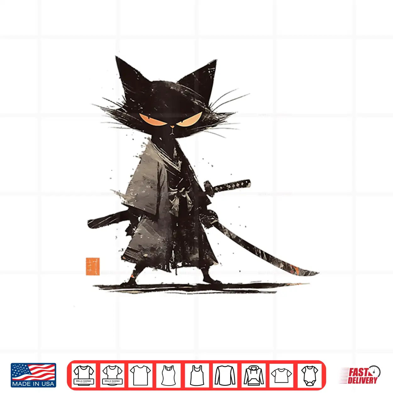 Japanese Art Cat Ninja Ukiyo E Anime Style Samurai Cat Shirt Japanese Art Cat Ninja Ukiyo E Anime Style Samurai Cat Shirt