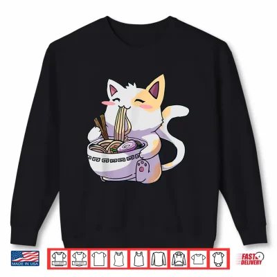 Sweatshirt Ramen Shirt Cat Tshirt Kawaii Anime Tee Japanese Gift