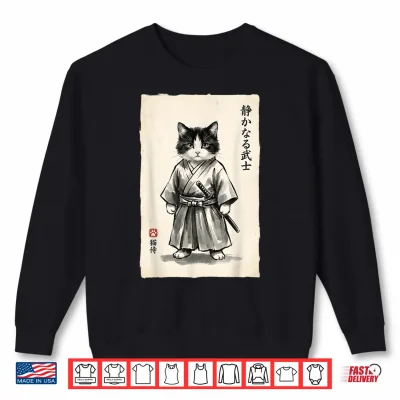 Sweatshirt Samurai Cat Warrior Kawaii Anime Japanese Art Cat Samurai Shirt