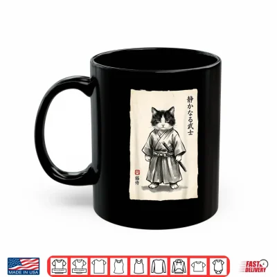 Mug Samurai Cat Warrior Kawaii Anime Japanese Art Cat Samurai Shirt