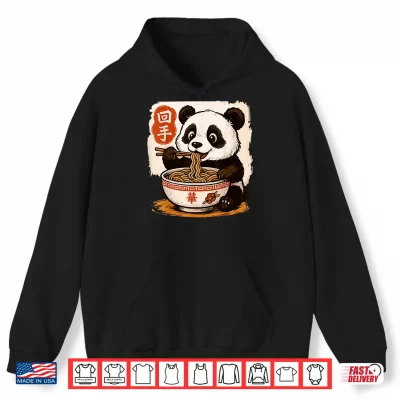 Hoodie Anime Panda Eating Ramen Japanese Japan Shirt