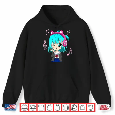 Hoodie Anime and Music Girl for Teen chibi graphic Anime girl Shirt